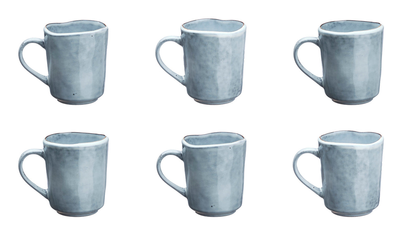 Björn Tasse – 0,40 l, Steinzeug, grau, mit Henkel, 6 Stück