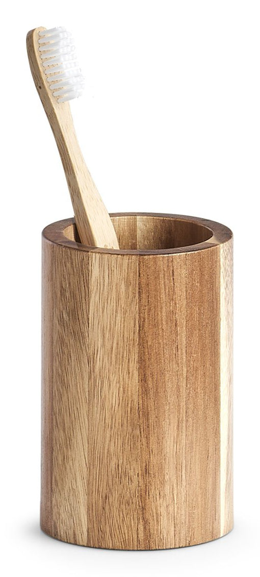 Zeller Present Zahnbürstenhalter (freistehend) – 7,2×7,2×11 cm, Akazie (Holz), Braun