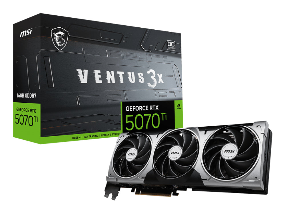 MSI GeForce RTX 5070 Ti 16 GB VENTUS 3X OC – PCIe Grafikkarte – 3×DP, 1×HDMI, 16 GB GDDR7, PCIe 5.0, 300 W