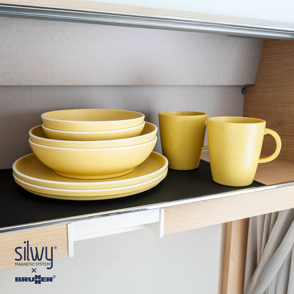 Silwy Dolomit Geschirr-Set – Kunststoff, Gelb, 11-teilig