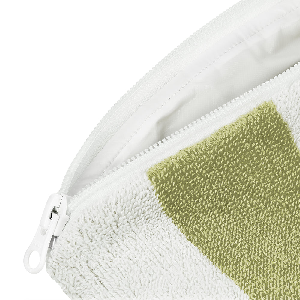 Kolma Stripy – Etui, weiss, olive, Baumwolle, 24,5 × 18,5 cm
