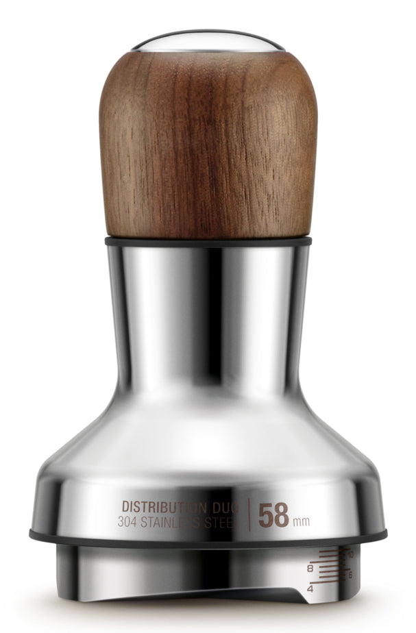 Sage Tamper Distribution Duo – Ø 5,8 cm, für 58 mm Siebträger, Edelstahl/Walnuss