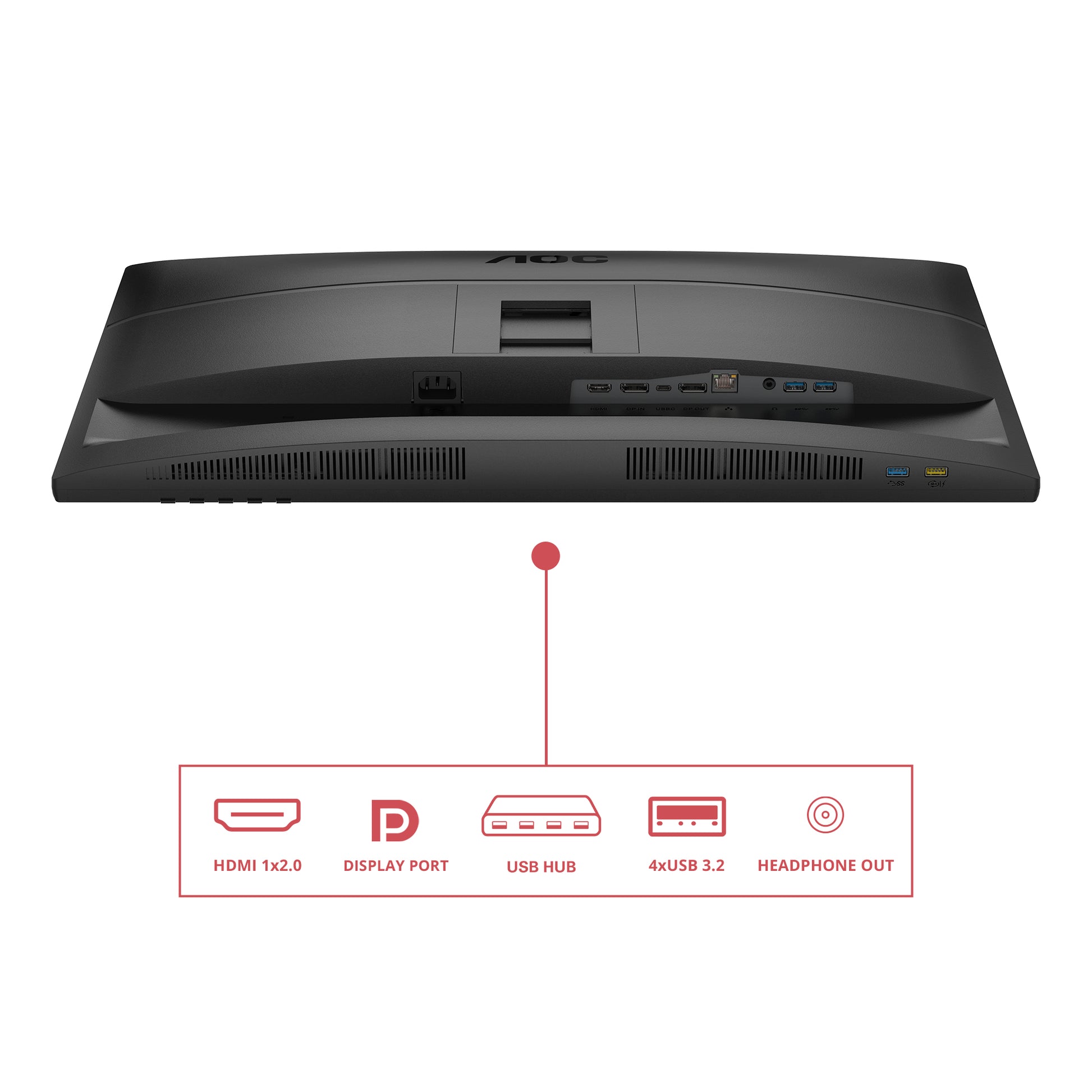 AOC Q27E4CV – Monitor, 27" 2560 × 1440 (WQHD), IPS, 120 Hz, 350 cd/m², USB-C, Lautsprecher, Schwarz