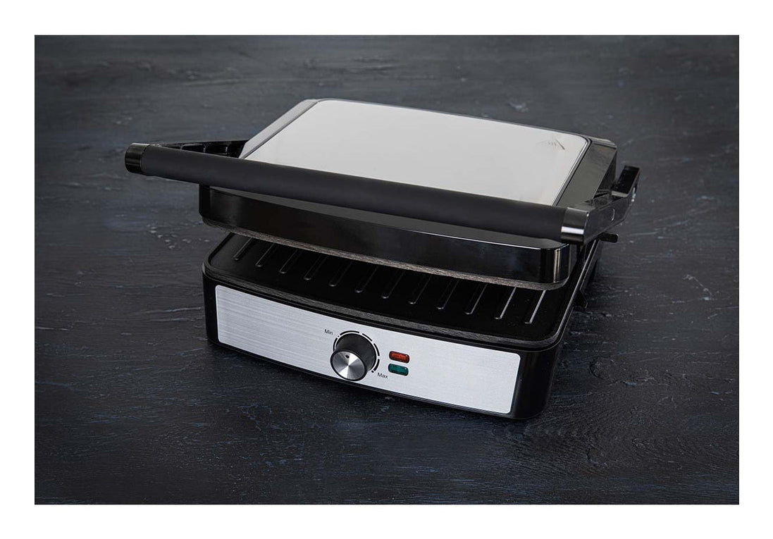 Gastronoma Tischgrill 18240001 – 29×23 cm Kochfläche, 2 200 W – Schwarz/Edelstahl