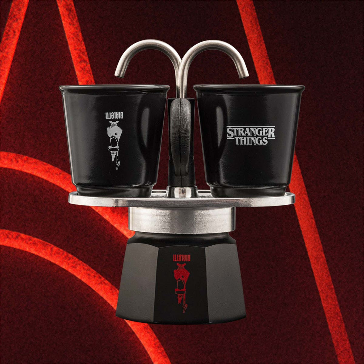 Bialetti Stranger Things Mini Express Espressokanne – für Gas, 2 Tassen, Rot