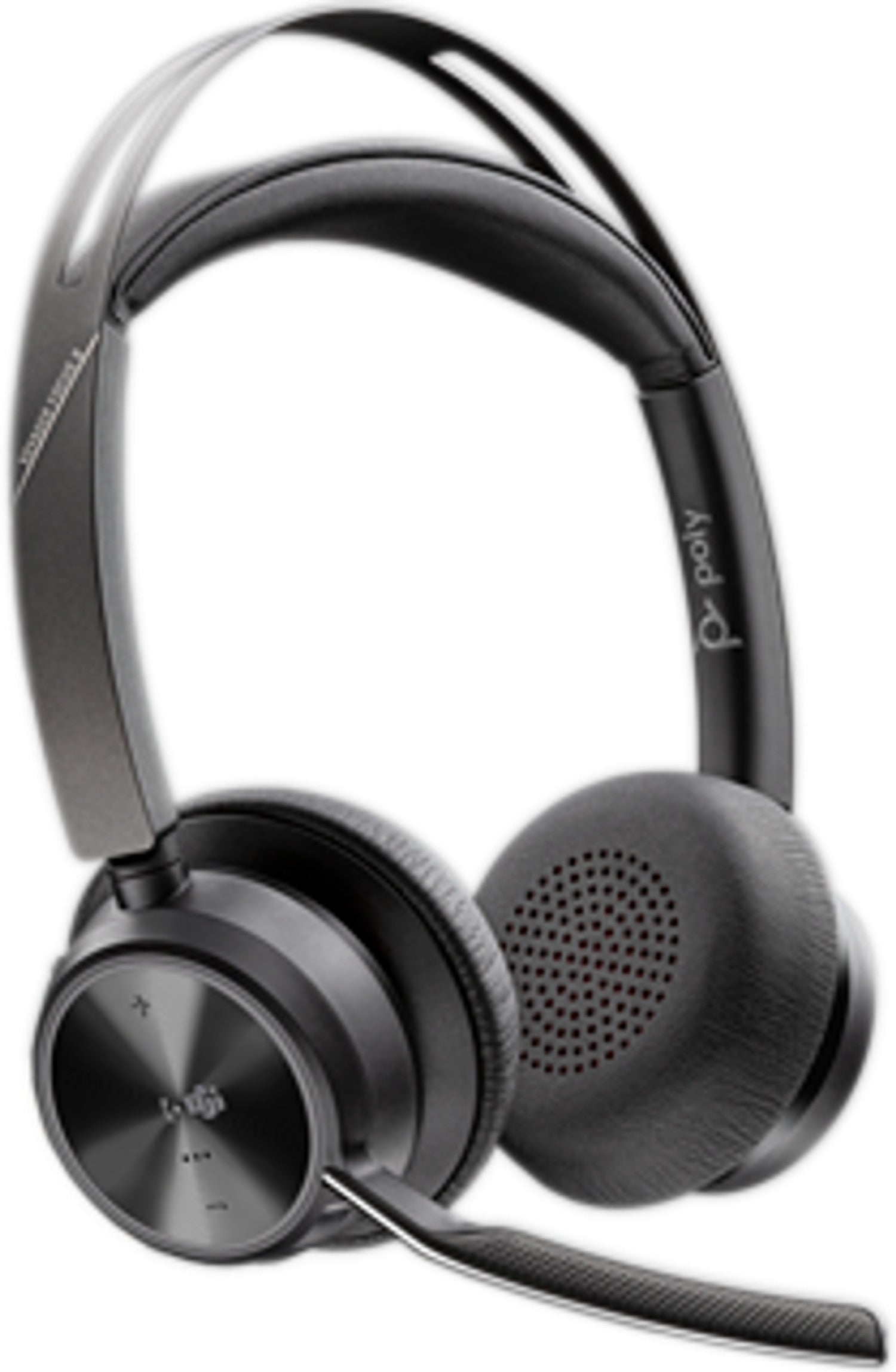 HP Poly Voyager Focus 2-M Office-Headset – Kabel + BT, ANC, mit Ladestation, Schwarz