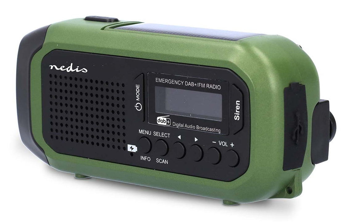 Nedis Notfallradio – Tragbares DAB+ Radio, UKW, 15 h Akku – Grün/Schwarz