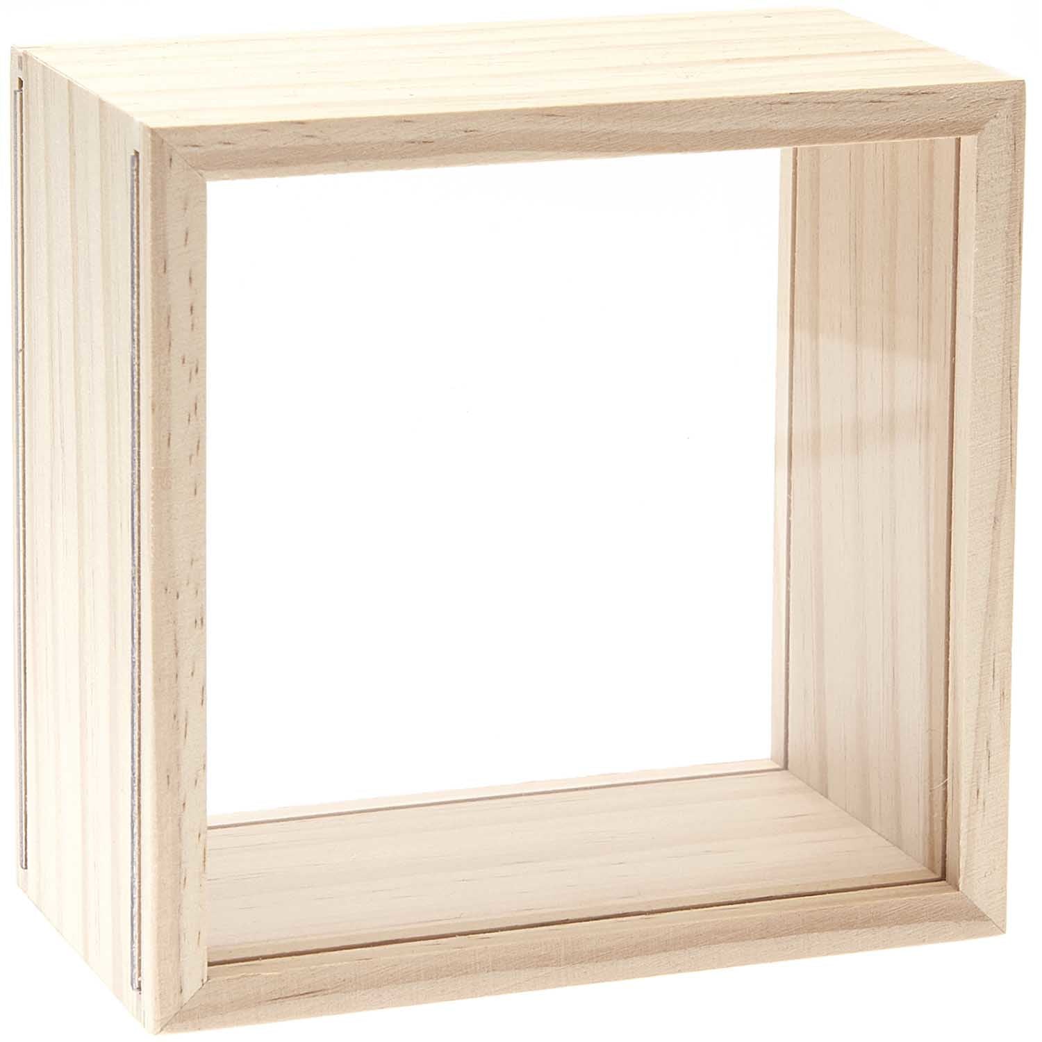 Rico Design Objektkasten – 2er-Set – 130 × 80 × 130 mm – Kiefer/Acryl, transparent