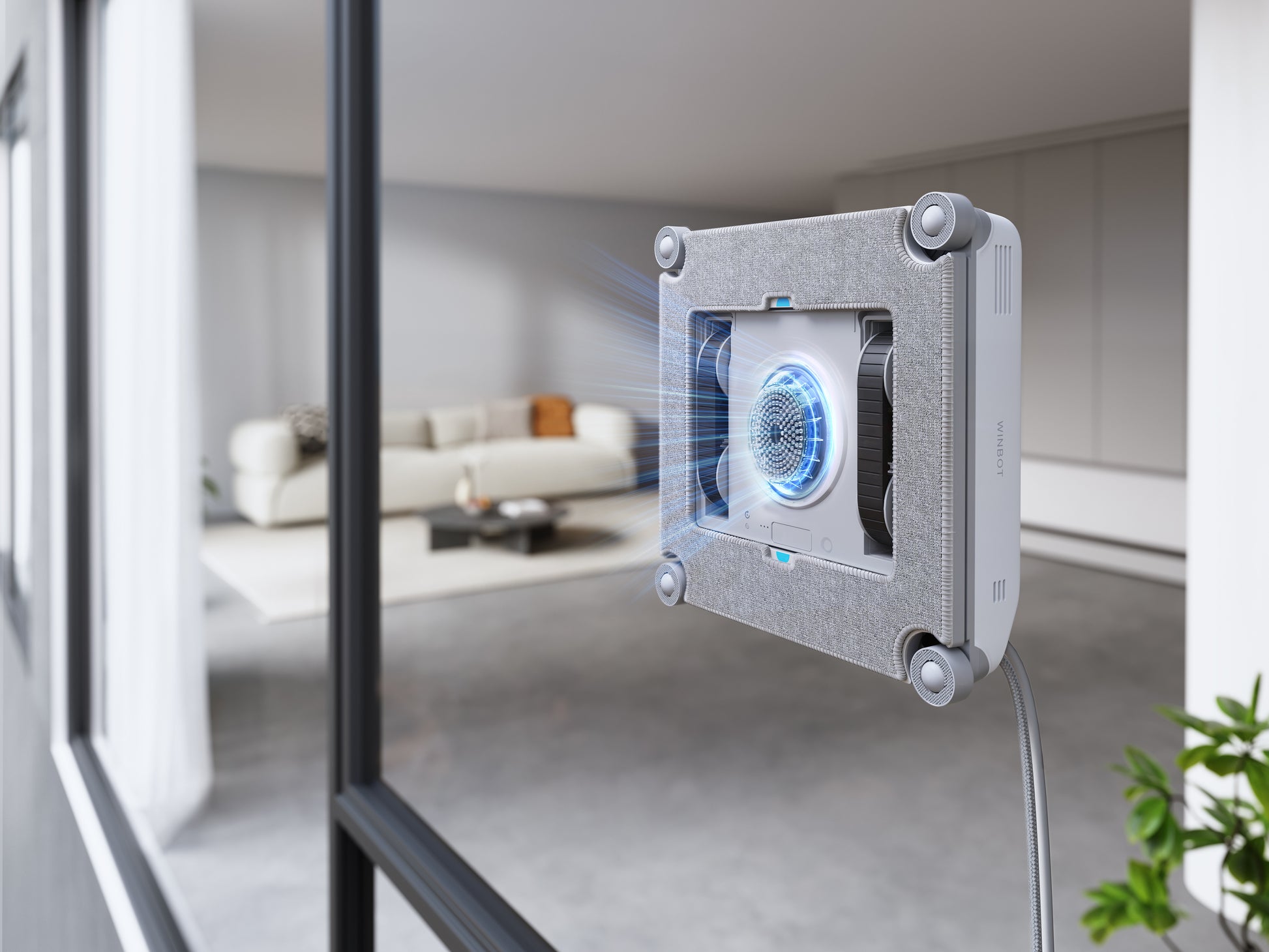 Ecovacs Fensterreiniger WINBOT MINI 2 – 0,23 l – weiss/grau – Akku – 21,5 × 21,5 × 5,5 cm