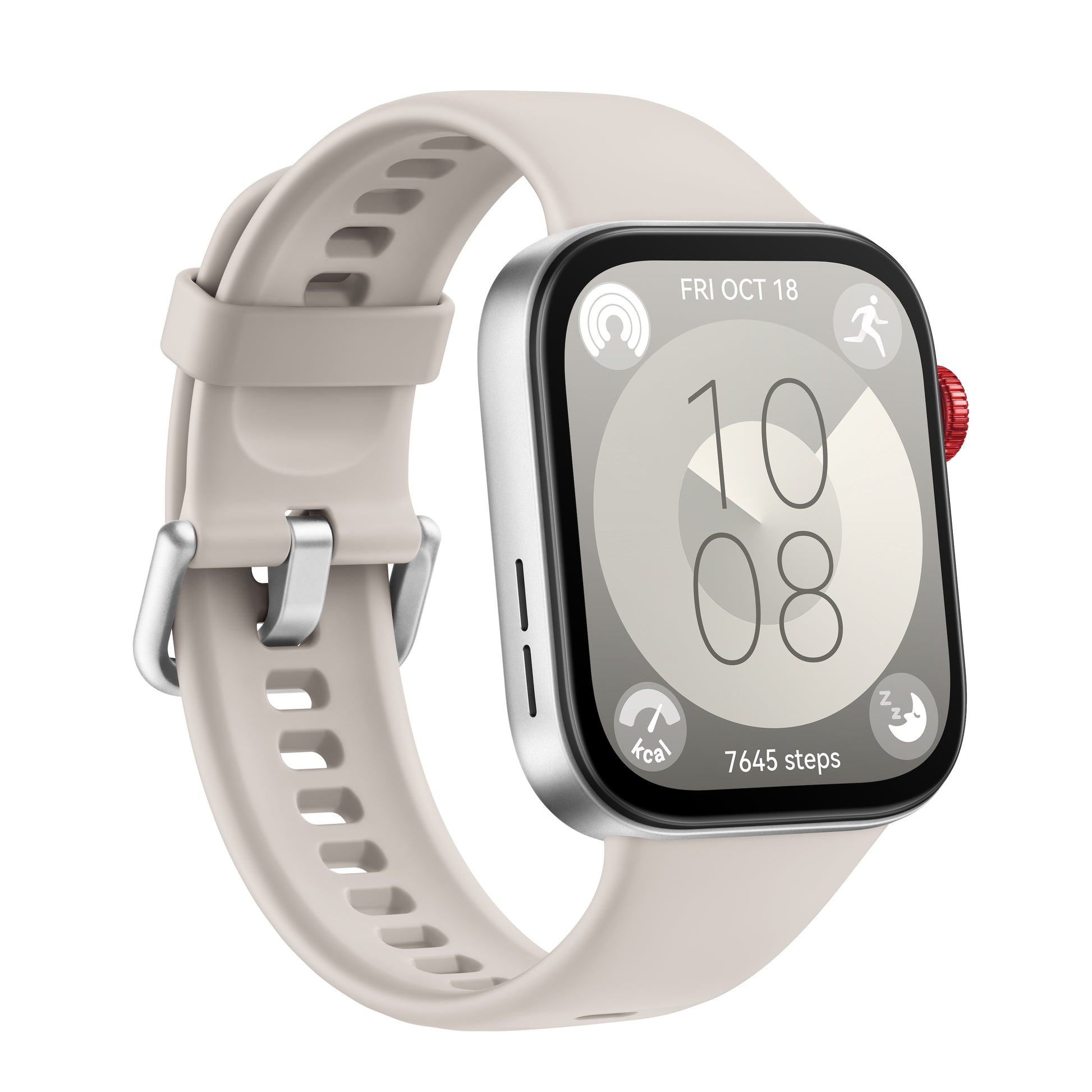 Huawei Watch Fit 3 – 43,2 mm, AMOLED, Aluminium Silber, Fluorelastomer Weiss, 5 ATM