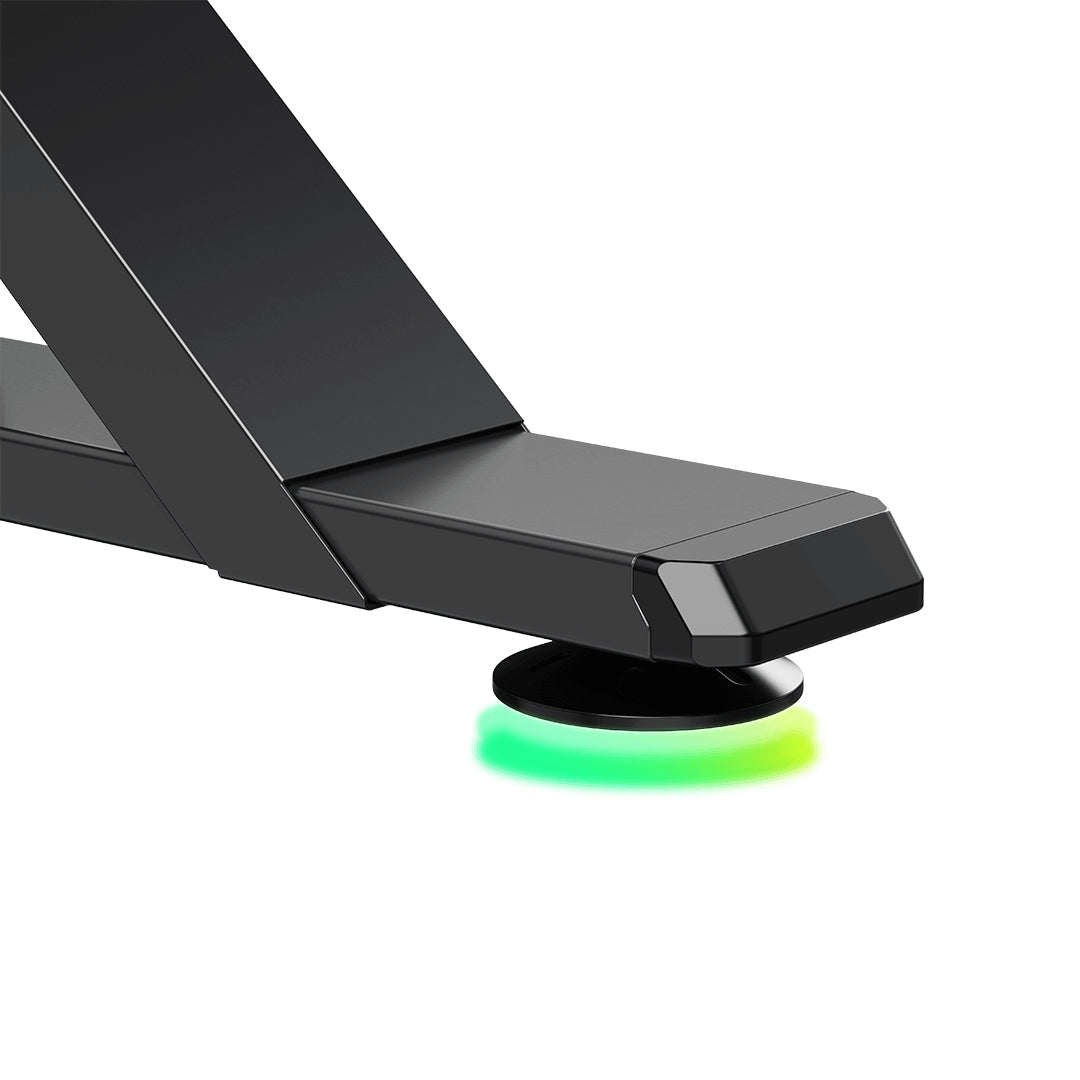 Ultradesk Iron Gaming-Tisch – 132,5 × 60,5 cm, höhenverstellbar, LED-Beleuchtung, schwarz, Stahl