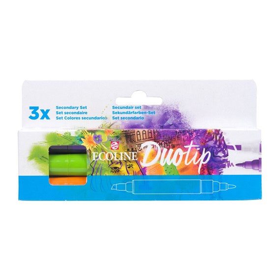 Talens Ecoline Duotip Filzstifte, Doppelspitze – 3 Farben