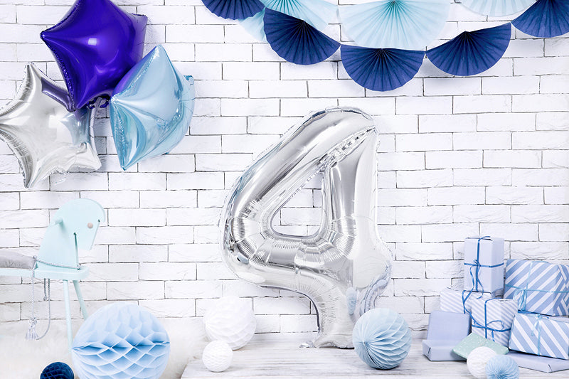 PartyDeco Folienballon Zahl 4 – Silber – 86 cm – Folie – 1 Stk