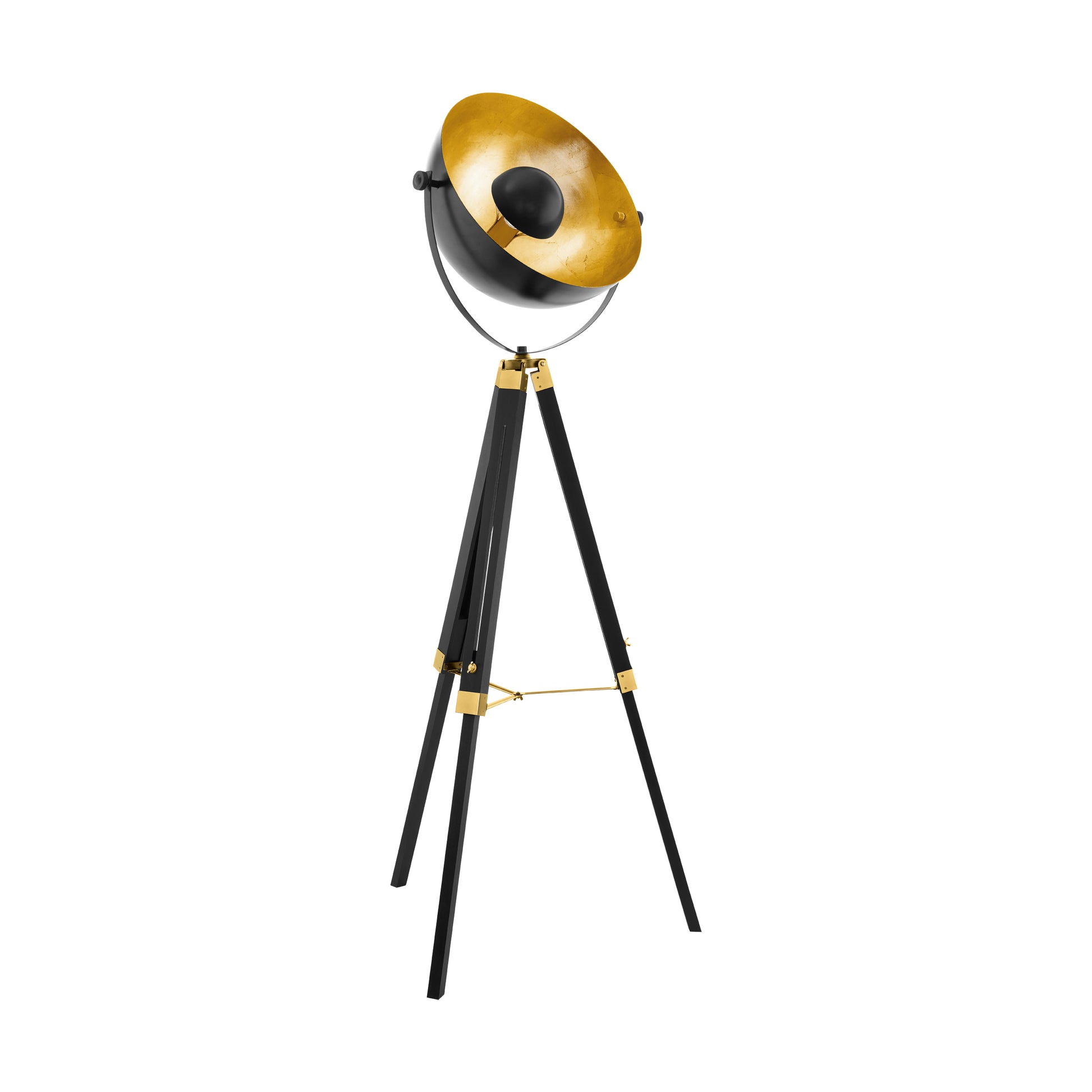 EGLO Stehleuchte Covaleda 49618 – Ø 55,0 × 164,0 cm, max. 60 W, E27 (exkl. Leuchtmittel), schwarz/ messing