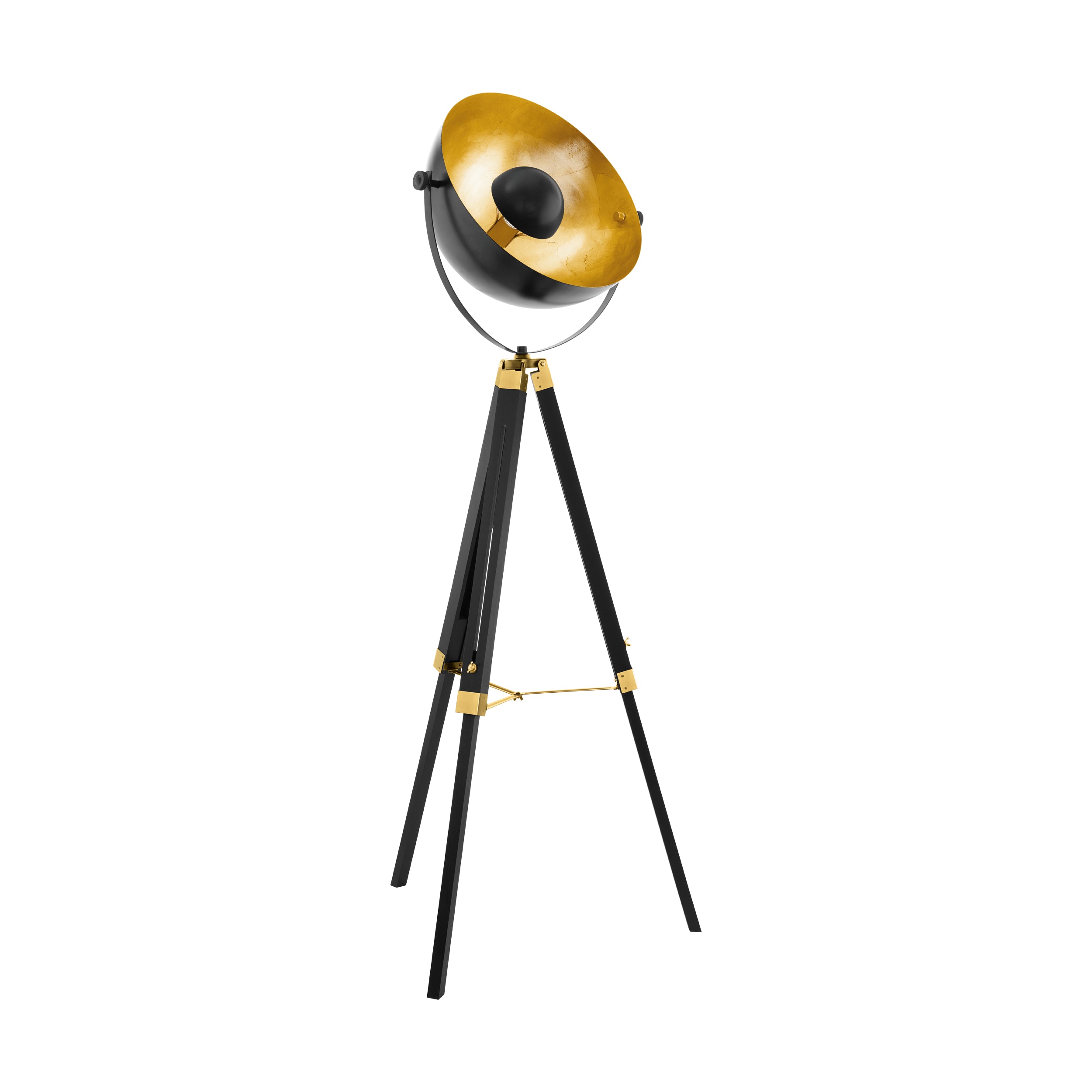 EGLO Stehleuchte Covaleda 49618 – Ø 55,0 × 164,0 cm, max. 60 W, E27 (exkl. Leuchtmittel), schwarz/ messing