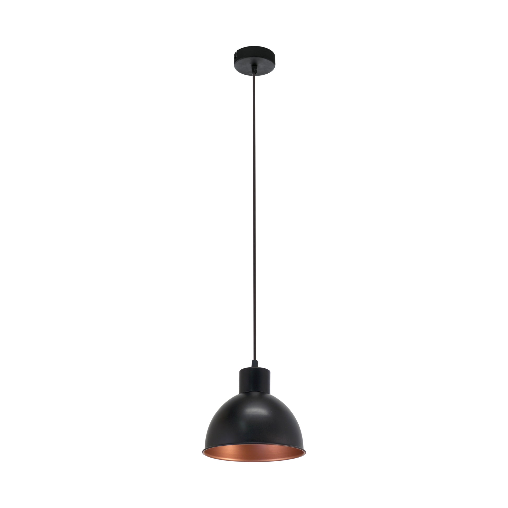 EGLO Hängeleuchte TRURO 1 – Ø 21 × 110 cm, 60 W, dimmbar, schwarz/kupfer, exkl. Leuchtmittel, E27