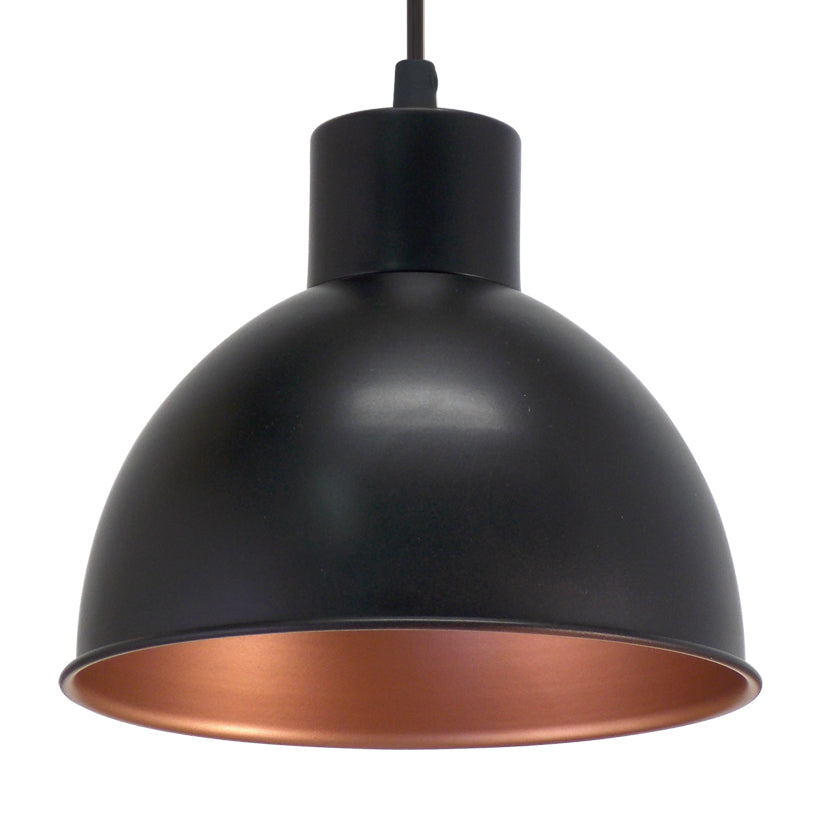 EGLO Hängeleuchte TRURO 1 – Ø 21 × 110 cm, 60 W, dimmbar, schwarz/kupfer, exkl. Leuchtmittel, E27