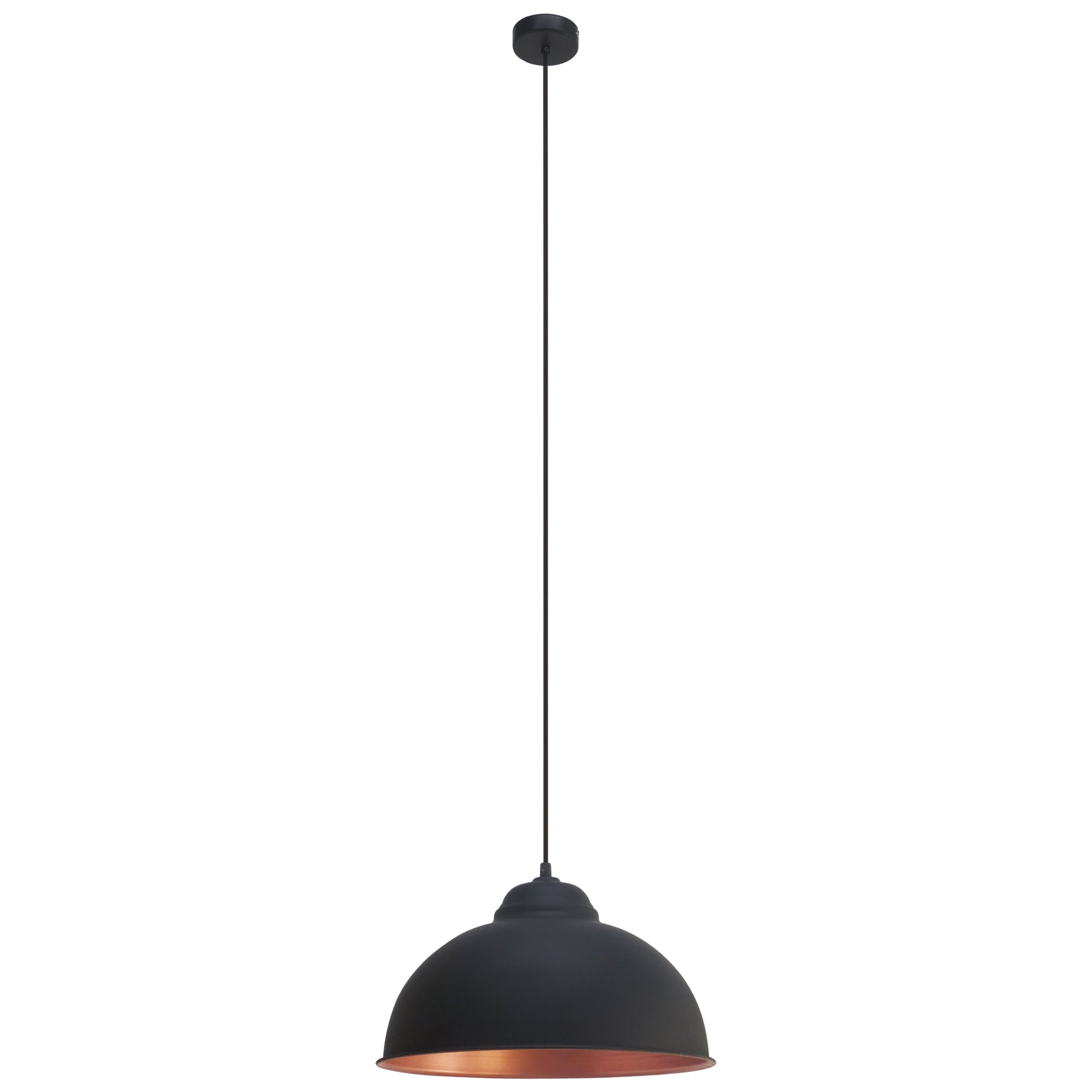 EGLO Hängeleuchte TRURO 2 – Ø 37 × 110 cm, 60 W, dimmbar, schwarz/kupfer, exkl. E27