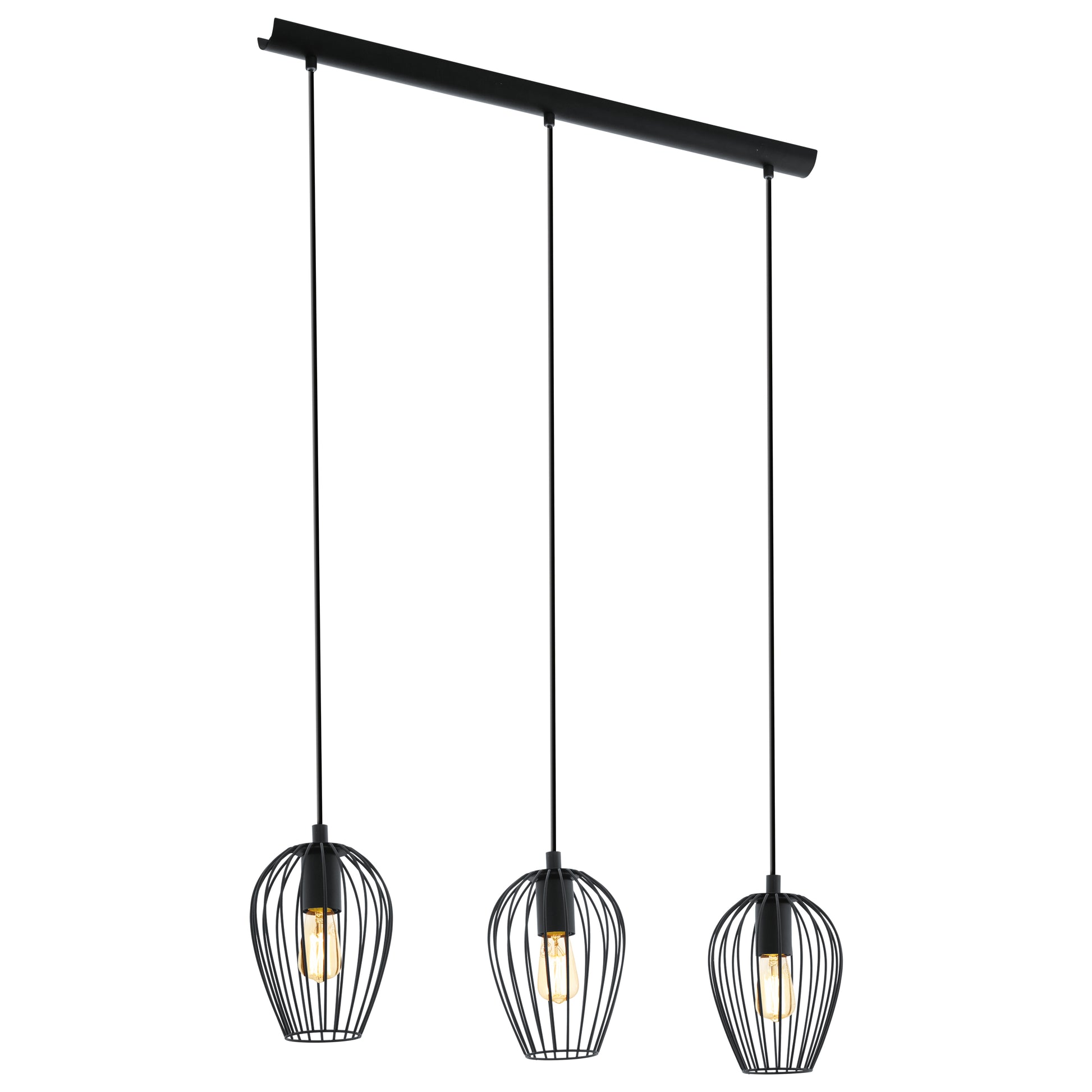 EGLO Hängeleuchte Newtown – 16 × 70 × 110 cm, 180 W, dimmbar, schwarz, 3-flammig, exkl. E27