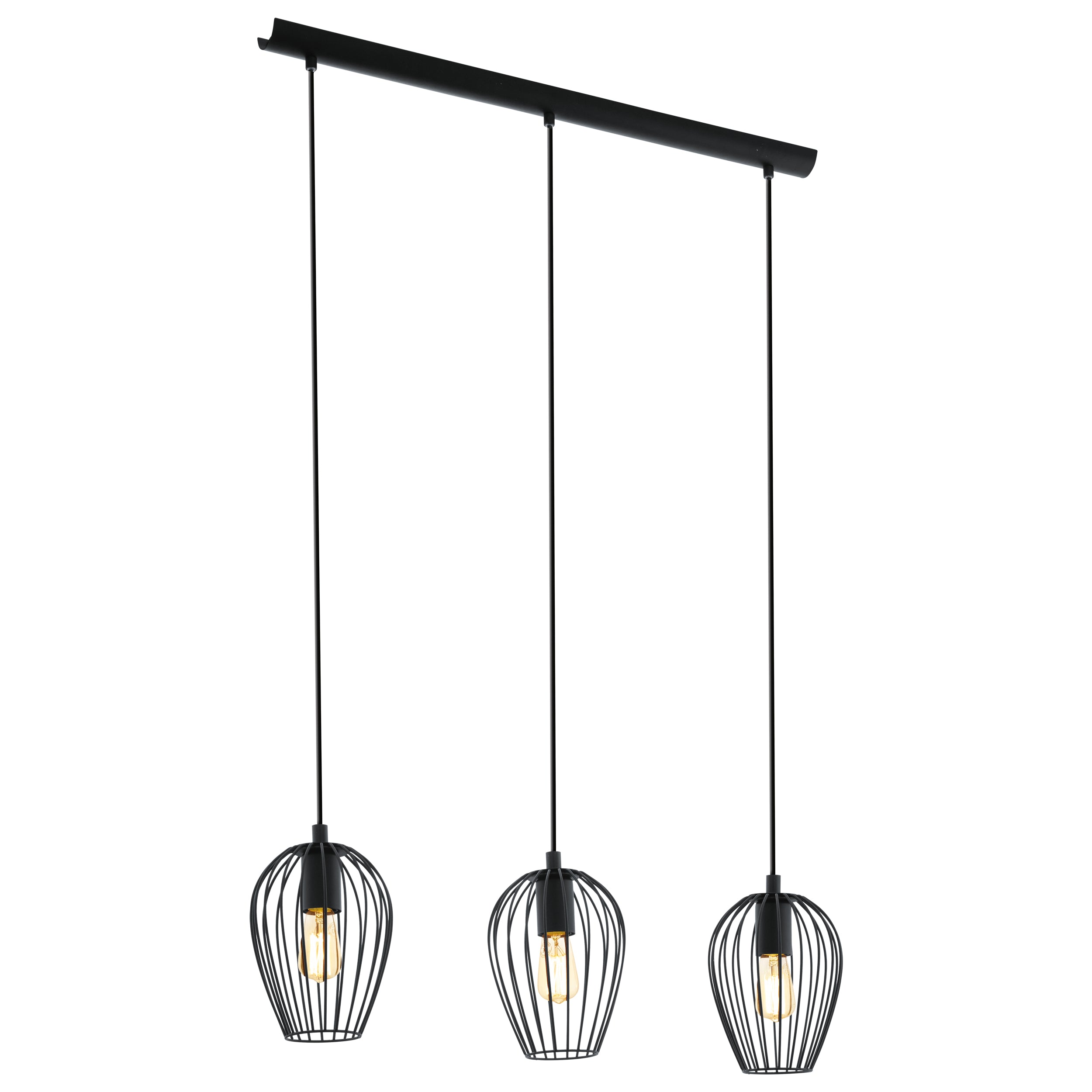 EGLO Hängeleuchte Newtown – 16 × 70 × 110 cm, 180 W, dimmbar, schwarz, 3-flammig, exkl. E27