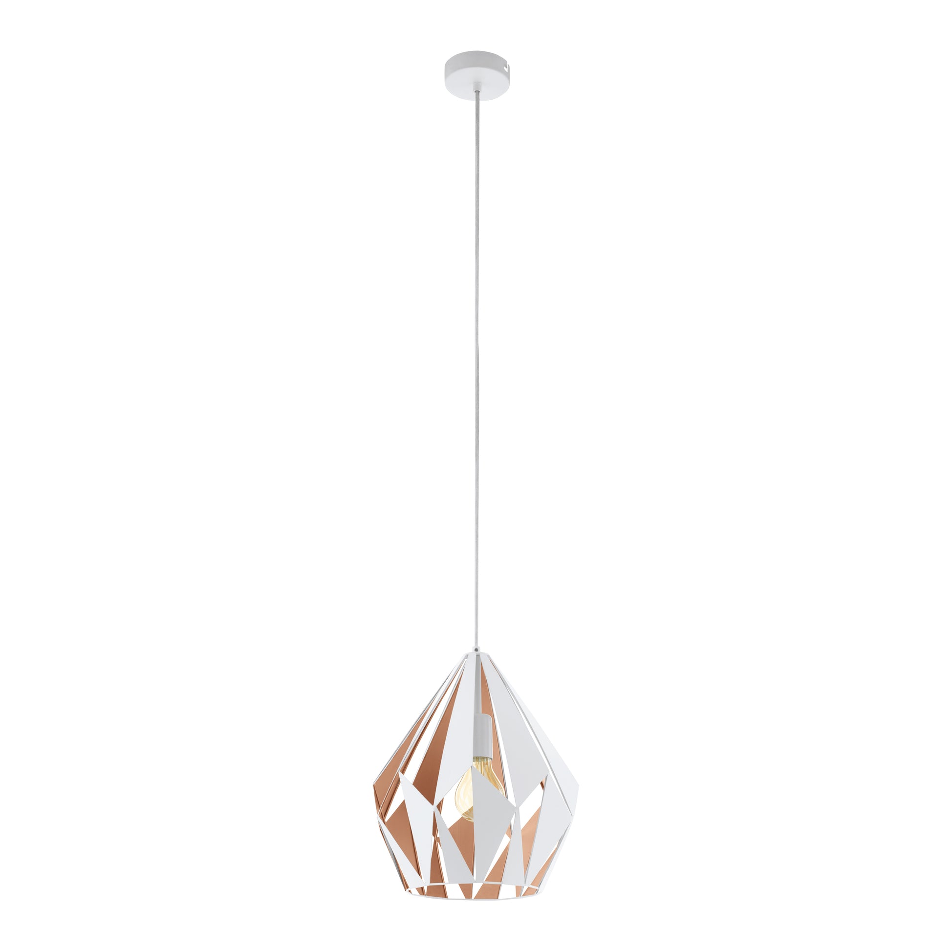 EGLO Deckenleuchte Carlton 1 – Ø 31 × 110 cm, 60 W, dimmbar, weiss/honiggold, exkl. E27