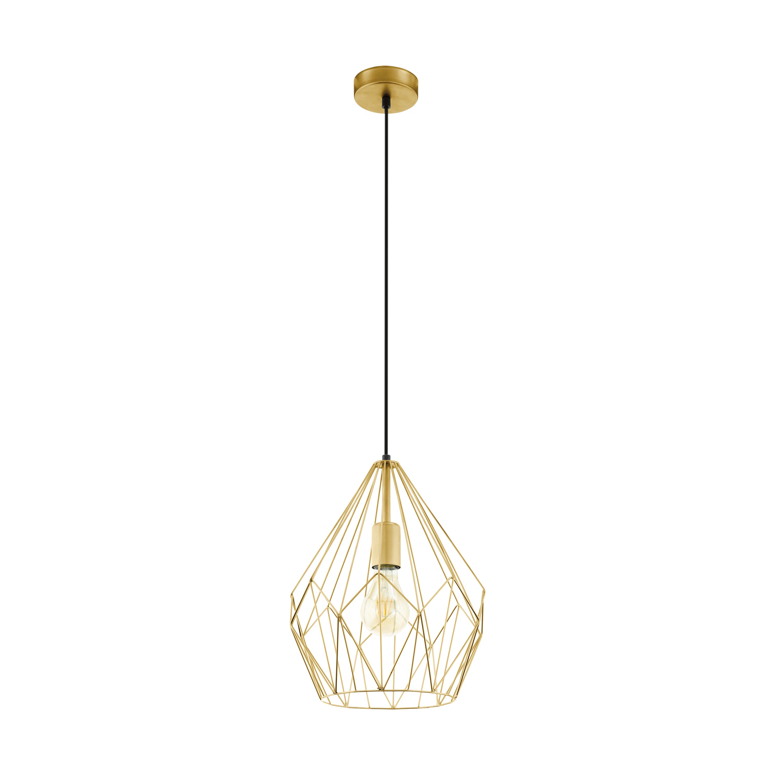 EGLO Hängeleuchte Carlton – Ø 31 × 110 cm, 60 W, dimmbar, gold, E27, exkl. Leuchtmittel