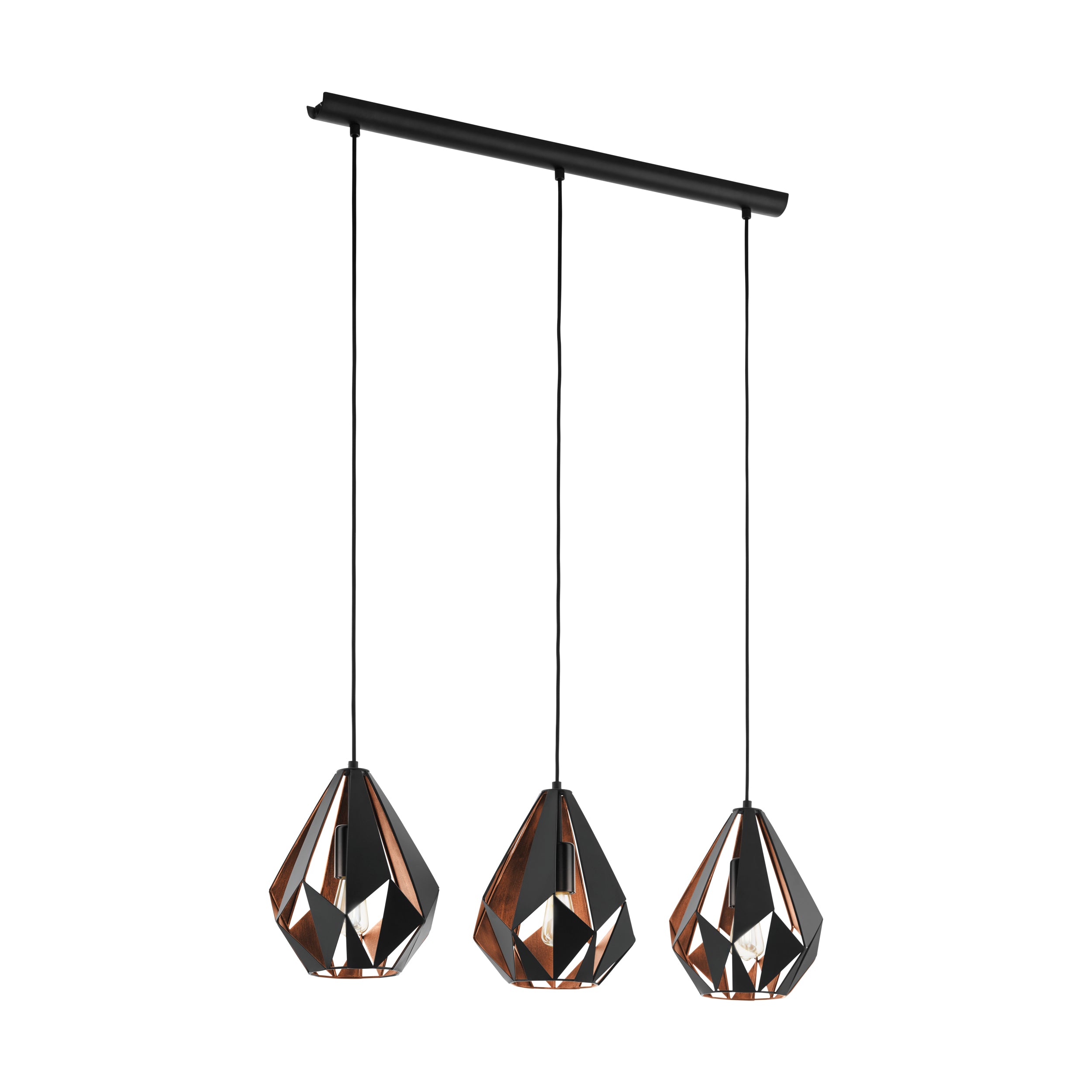 EGLO Deckenleuchte Carlton 1 – 20,5 × 80,5 × 110 cm, 180 W, dimmbar, schwarz/kupfer