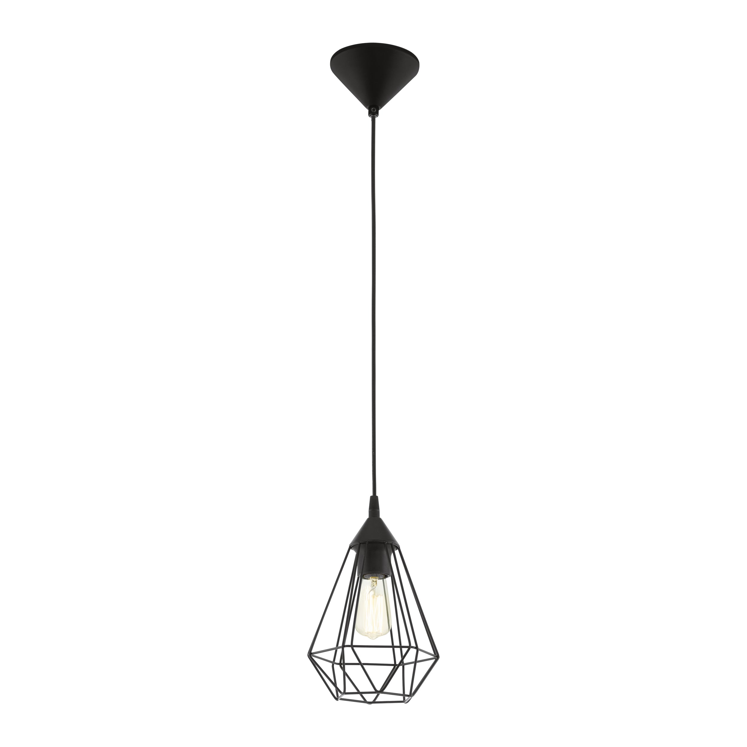 EGLO Hängeleuchte Tarbes – Ø 17,5 × 110 cm, 60 W, dimmbar, schwarz, exkl. E27