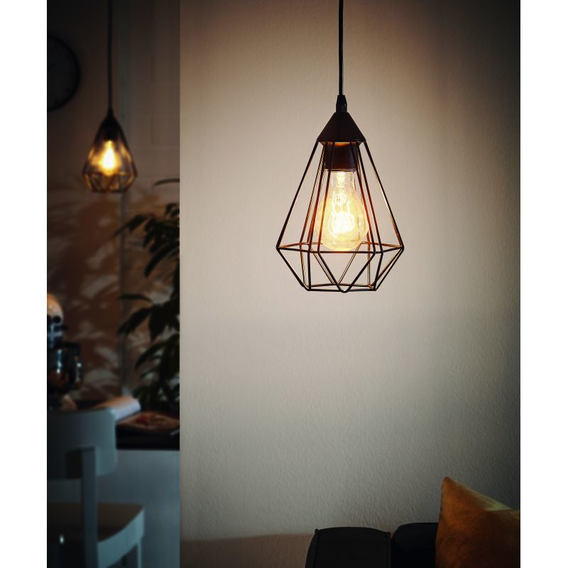 EGLO Hängeleuchte Tarbes – Ø 17,5 × 110 cm, 60 W, dimmbar, schwarz, exkl. E27