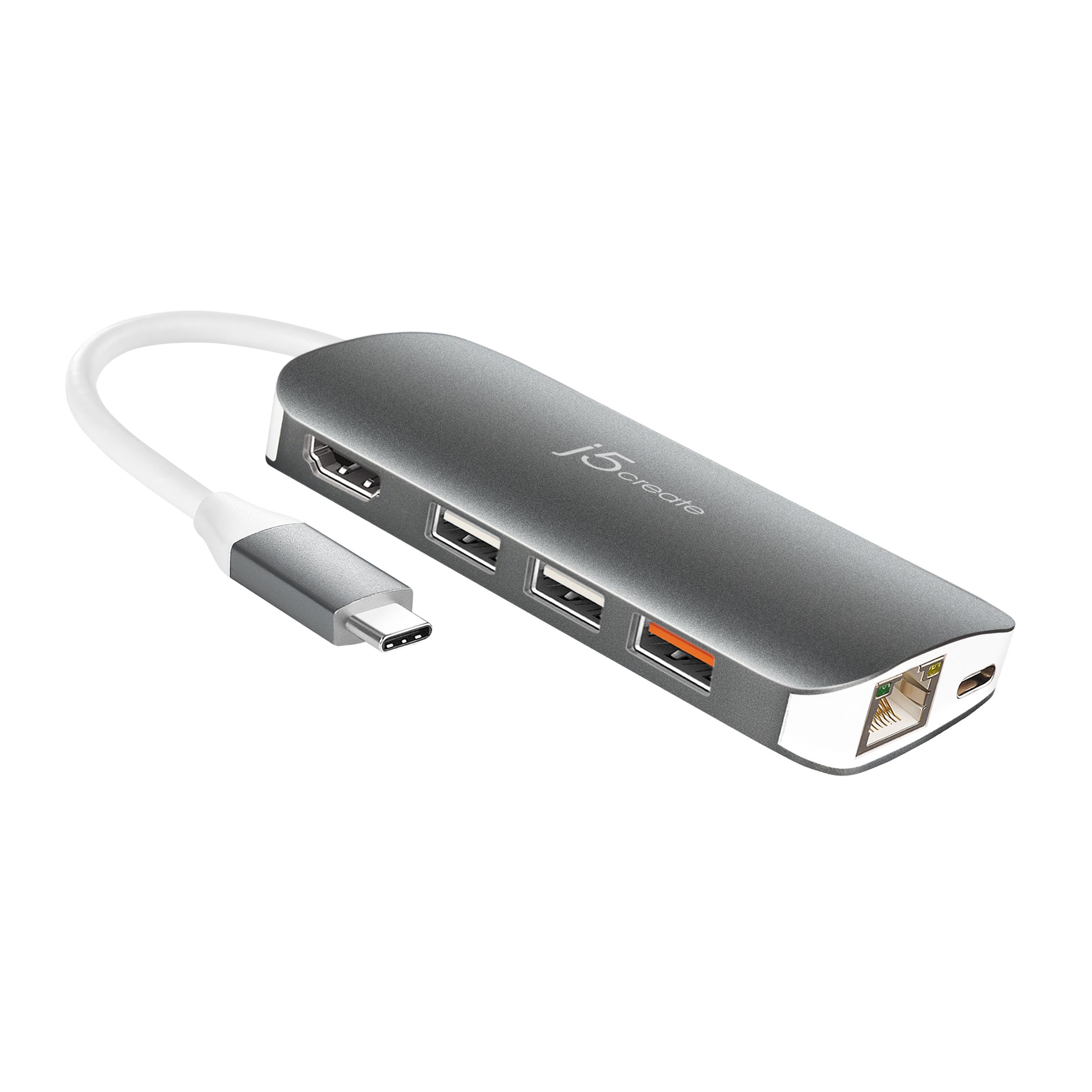 j5create JCD383-N Multiport-Adapter – USB-C, 1× HDMI, 3× USB-A, GbE, SD/microSD, für Windows/Mac