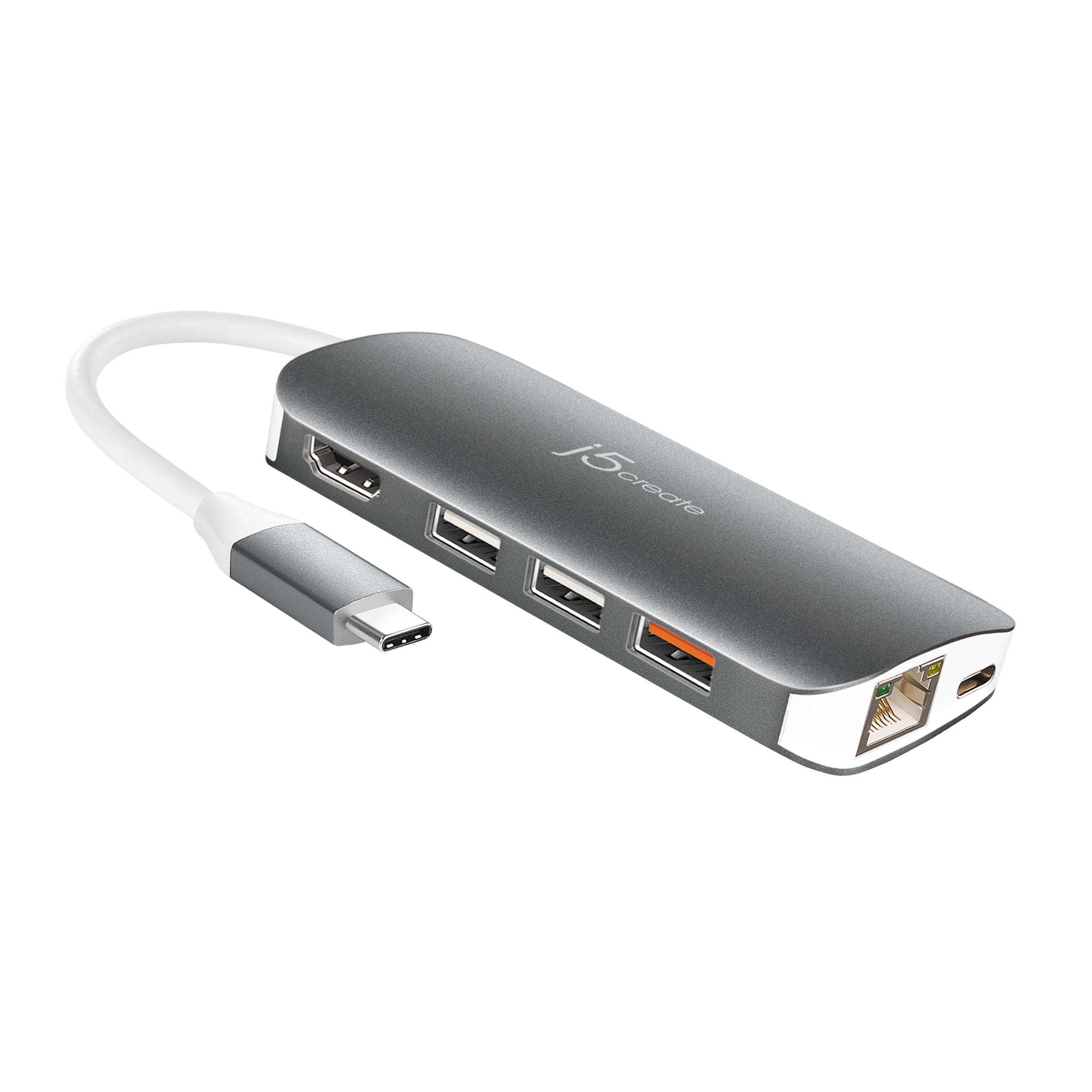 j5create JCD383-N Multiport-Adapter – USB-C, 1× HDMI, 3× USB-A, GbE, SD/microSD, für Windows/Mac