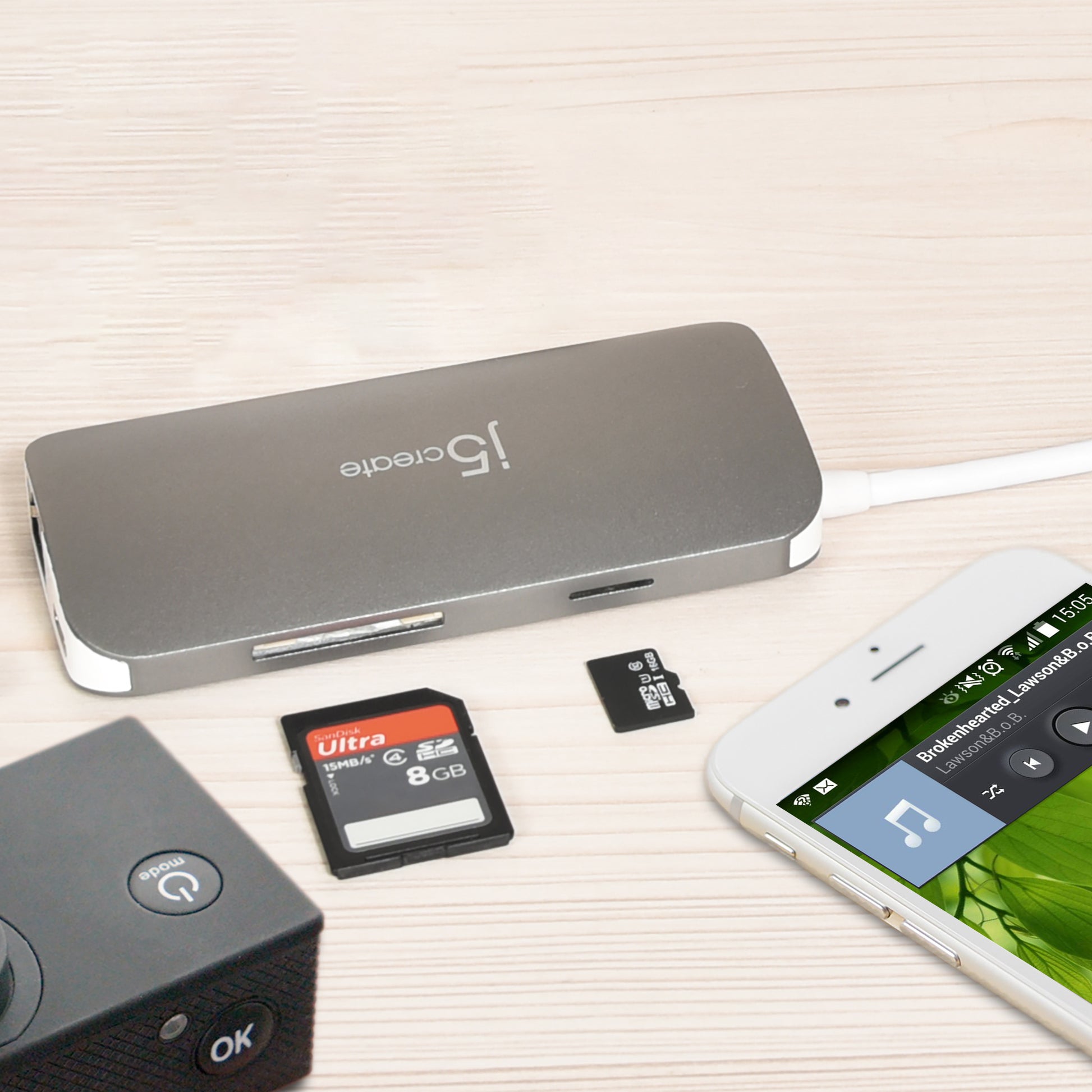 j5create JCD383-N Multiport-Adapter – USB-C, 1× HDMI, 3× USB-A, GbE, SD/microSD, für Windows/Mac