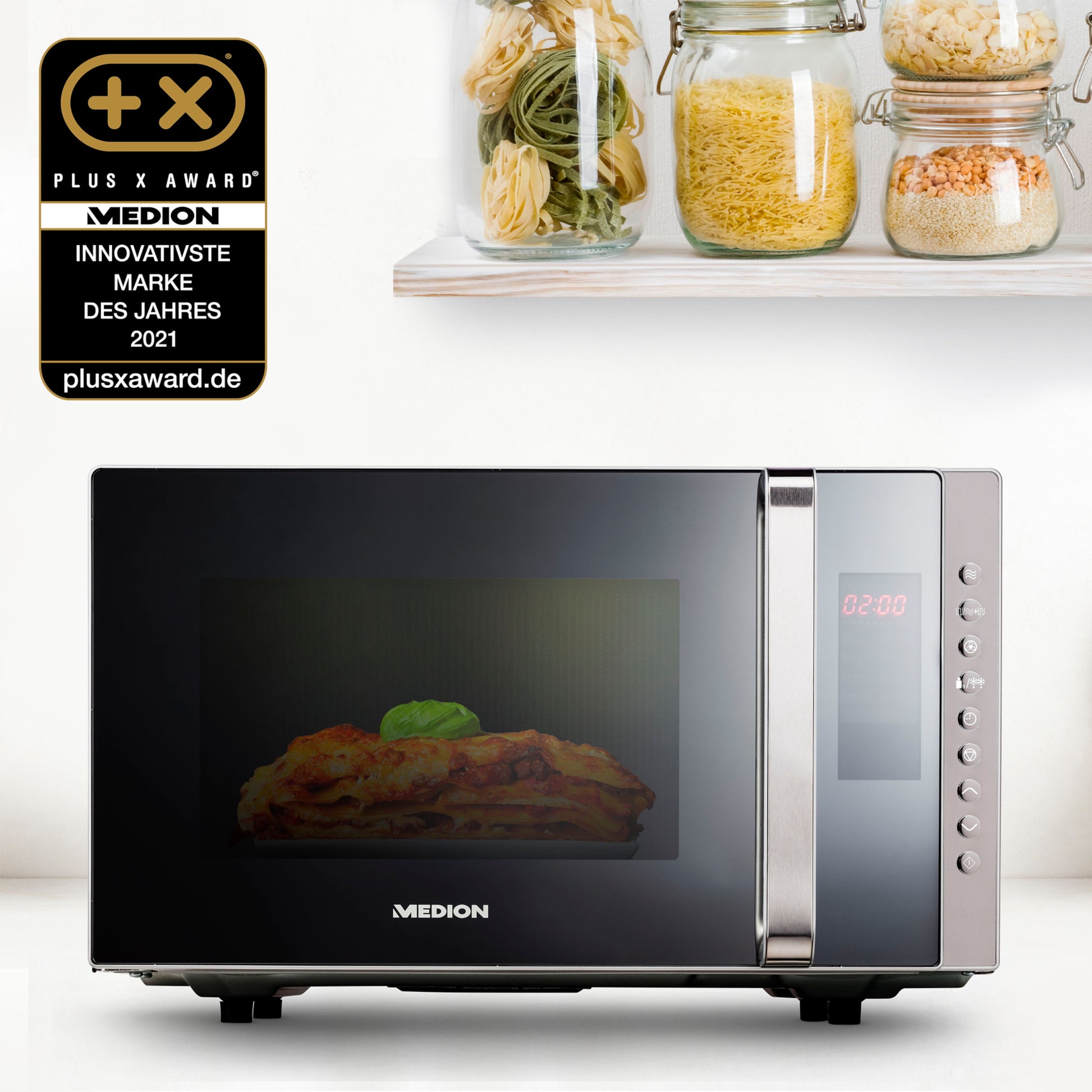 MEDION Kombi-Mikrowelle MD17495 – 23 l, Grill & Heissluft, 800 W – Grau