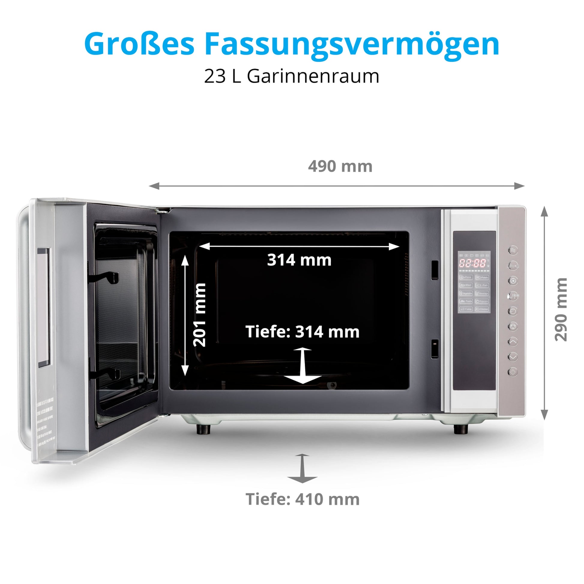 MEDION Kombi-Mikrowelle MD17495 – 23 l, Grill & Heissluft, 800 W – Grau