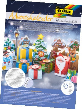 Folia Adventskalender-Set Winterlandschaft – 25-teilig – 50 × 40 × 60 mm, 60 × 60 × 50 mm, 60 × 80 × 50 mm