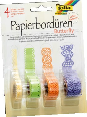 Folia Papierbordüren, Frühling – verschiedene Breiten × 1 m – mehrfarbig – 4 Stück.