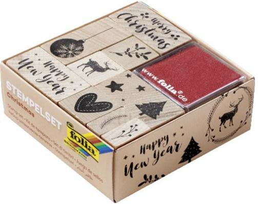 Folia Motivstempel-Set – Weihnachten, 11 Teile, 2 Kissen, sortiert