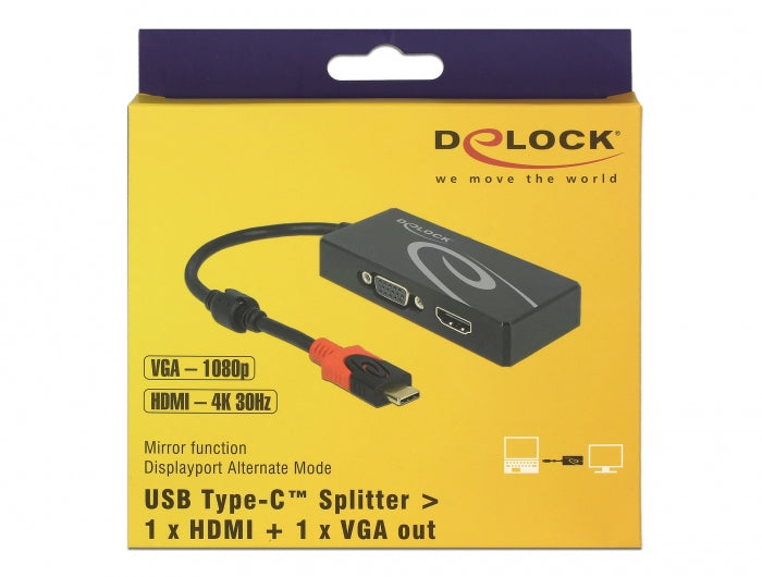 DeLOCK 87730 Multi-Monitor-Adapter USB-C zu DP/HDMI/VGA – 2× Ausgänge, 4K (3840 × 2160)