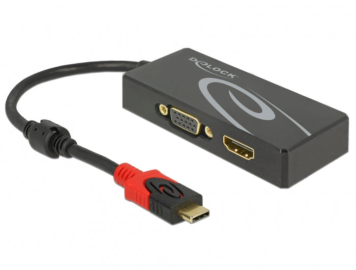 DeLOCK 87730 Multi-Monitor-Adapter USB-C zu DP/HDMI/VGA – 2× Ausgänge, 4K (3840 × 2160)