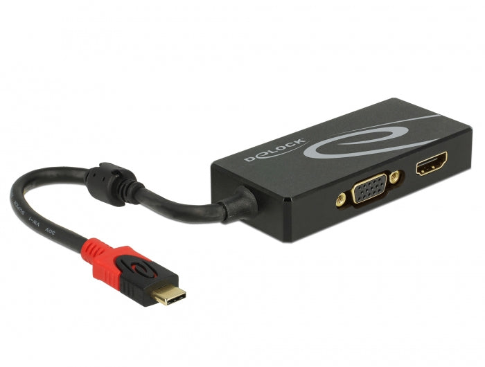 DeLOCK 87730 Multi-Monitor-Adapter USB-C zu DP/HDMI/VGA – 2× Ausgänge, 4K (3840 × 2160)