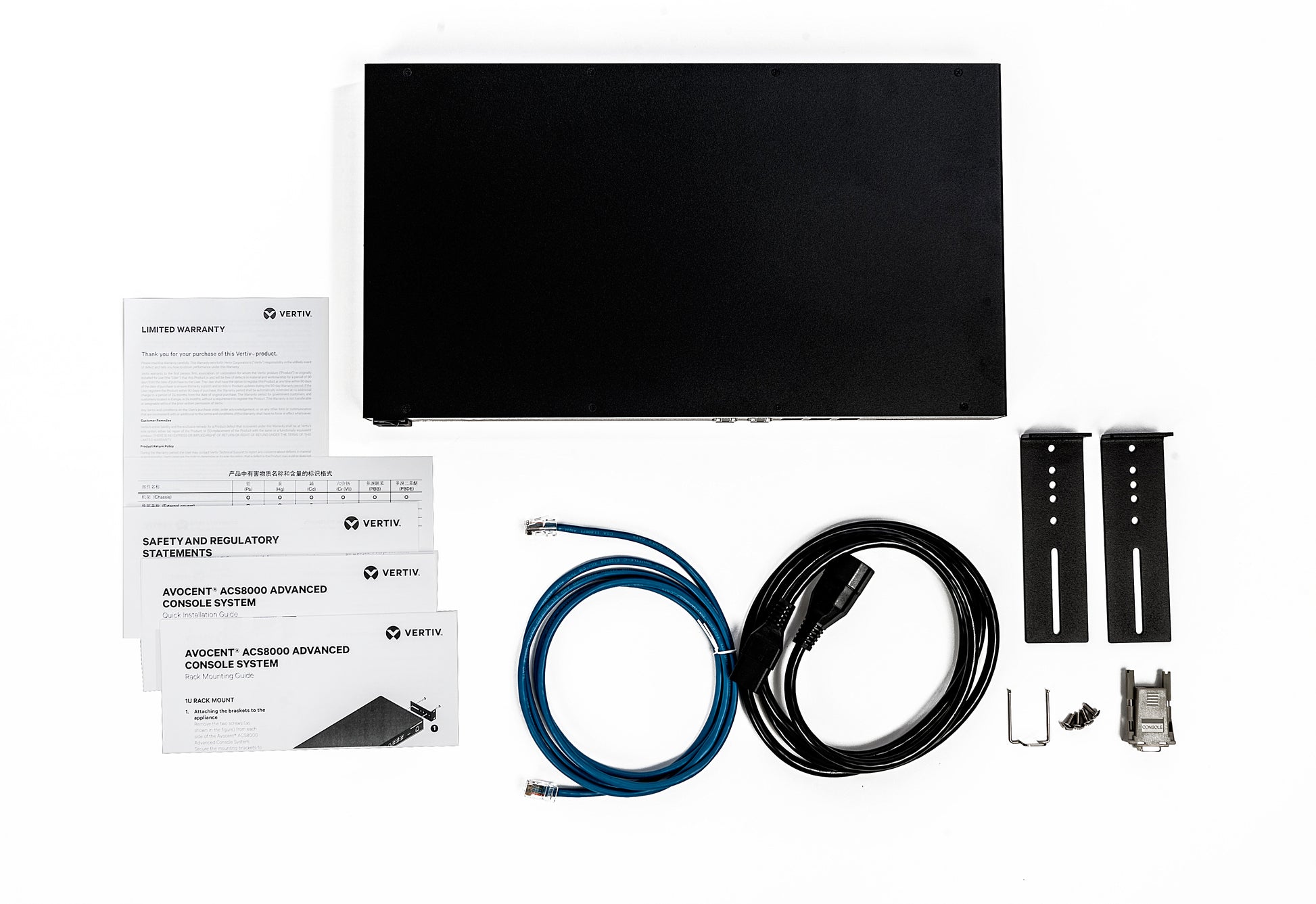 Vertiv Avocent ACS8048SAC-404 – Konsolenserver – 48×seriell (RJ-45), 2×GbE, 2×SFP, 19" Rack, Schwarz