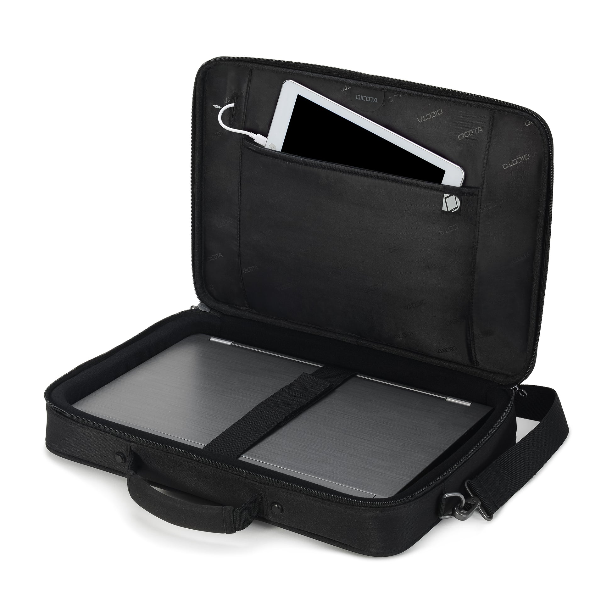 DICOTA Notebook-Tasche für Notebooks bis 17,3" – abnehmbarer Schultergurt, Fronttaschen – Schwarz