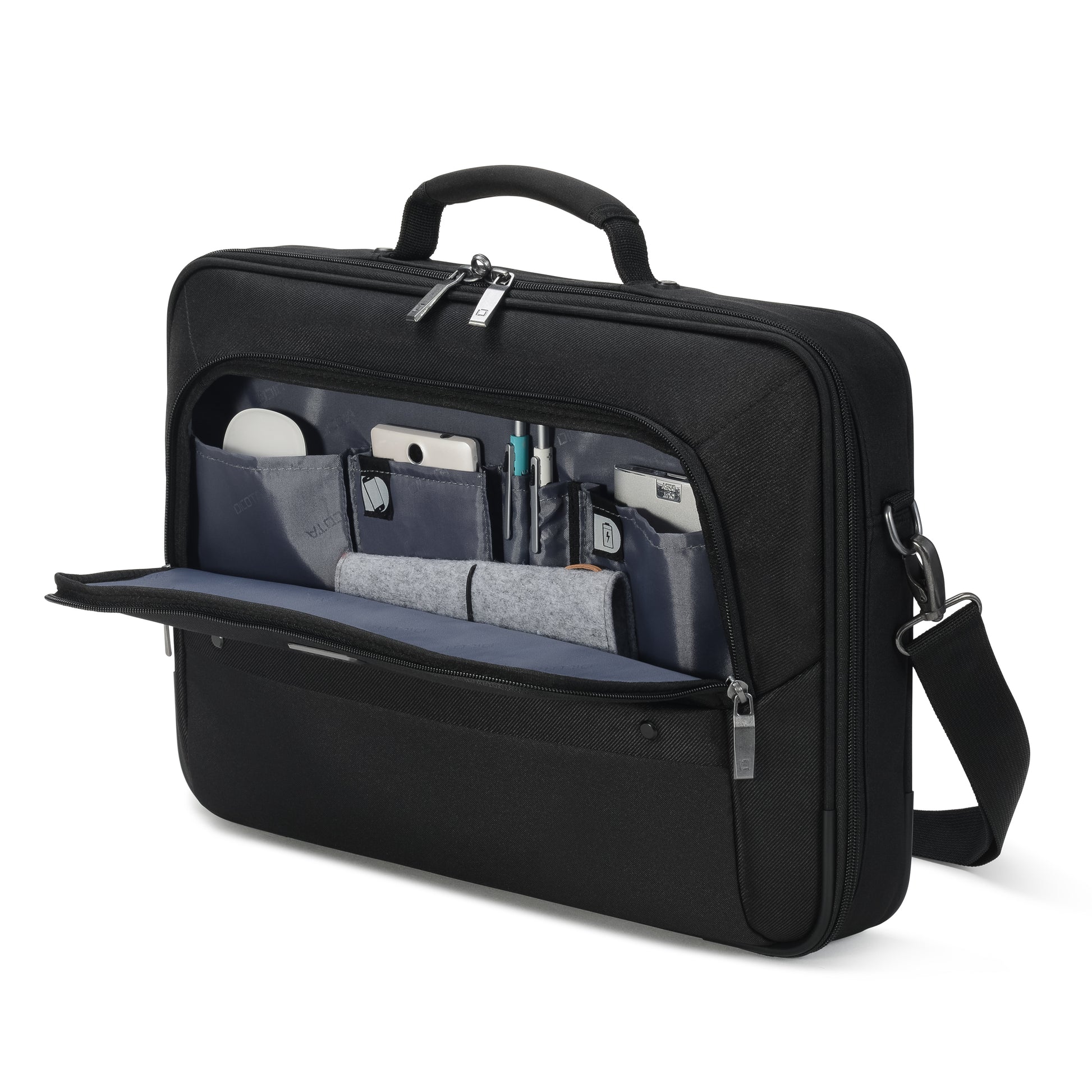 DICOTA Notebook-Tasche für Notebooks bis 17,3" – abnehmbarer Schultergurt, Fronttaschen – Schwarz