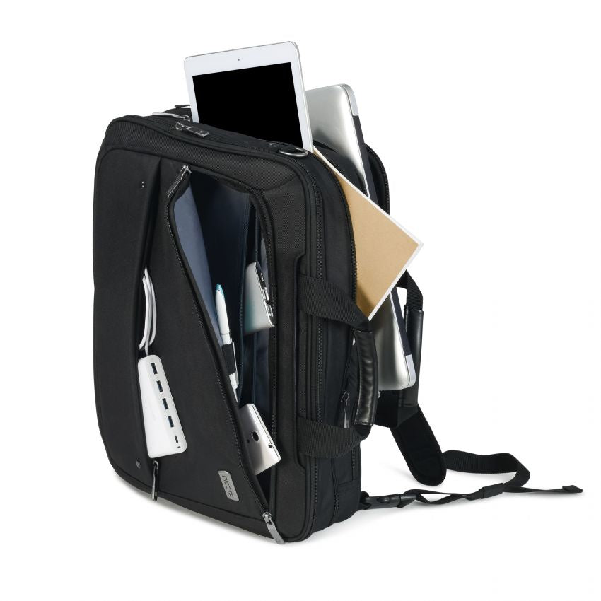 DICOTA ECO TOP TRAVELLER DUAL SELECT Notebook-Rucksack bis 15,6" – erweiterbar – Schwarz