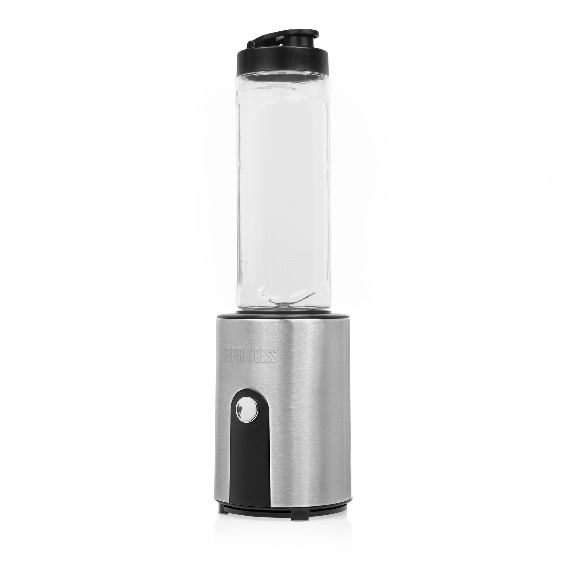 Princess Smoothie-Mixer 217401011 – 0,6 l, 300 W, spülmaschinenfest – schwarz/edelstahl/transparent