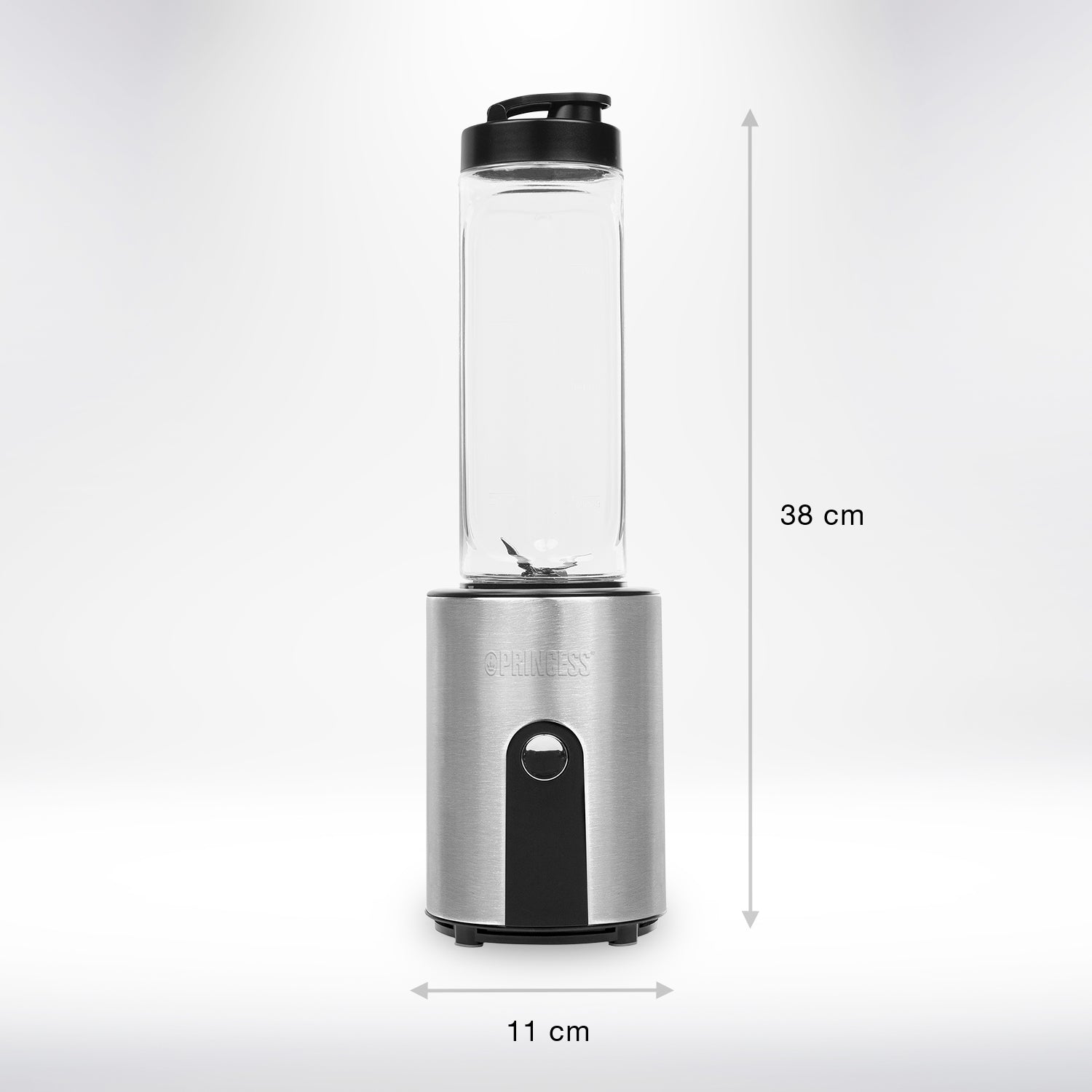 Princess Smoothie-Mixer 217401011 – 0,6 l, 300 W, spülmaschinenfest – schwarz/edelstahl/transparent