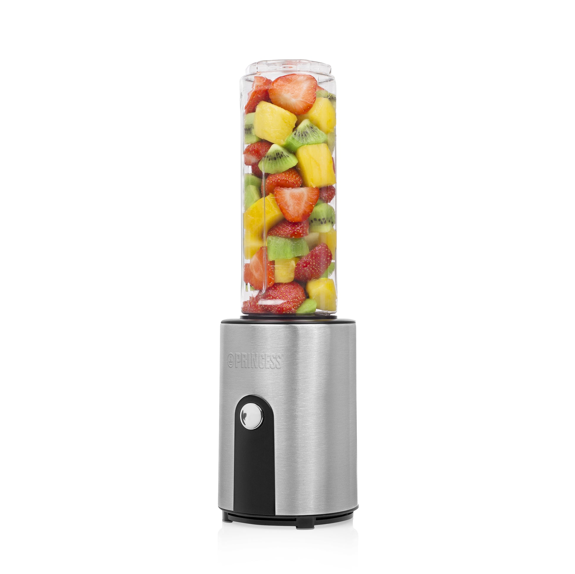 Princess Smoothie-Mixer 217401011 – 0,6 l, 300 W, spülmaschinenfest – schwarz/edelstahl/transparent