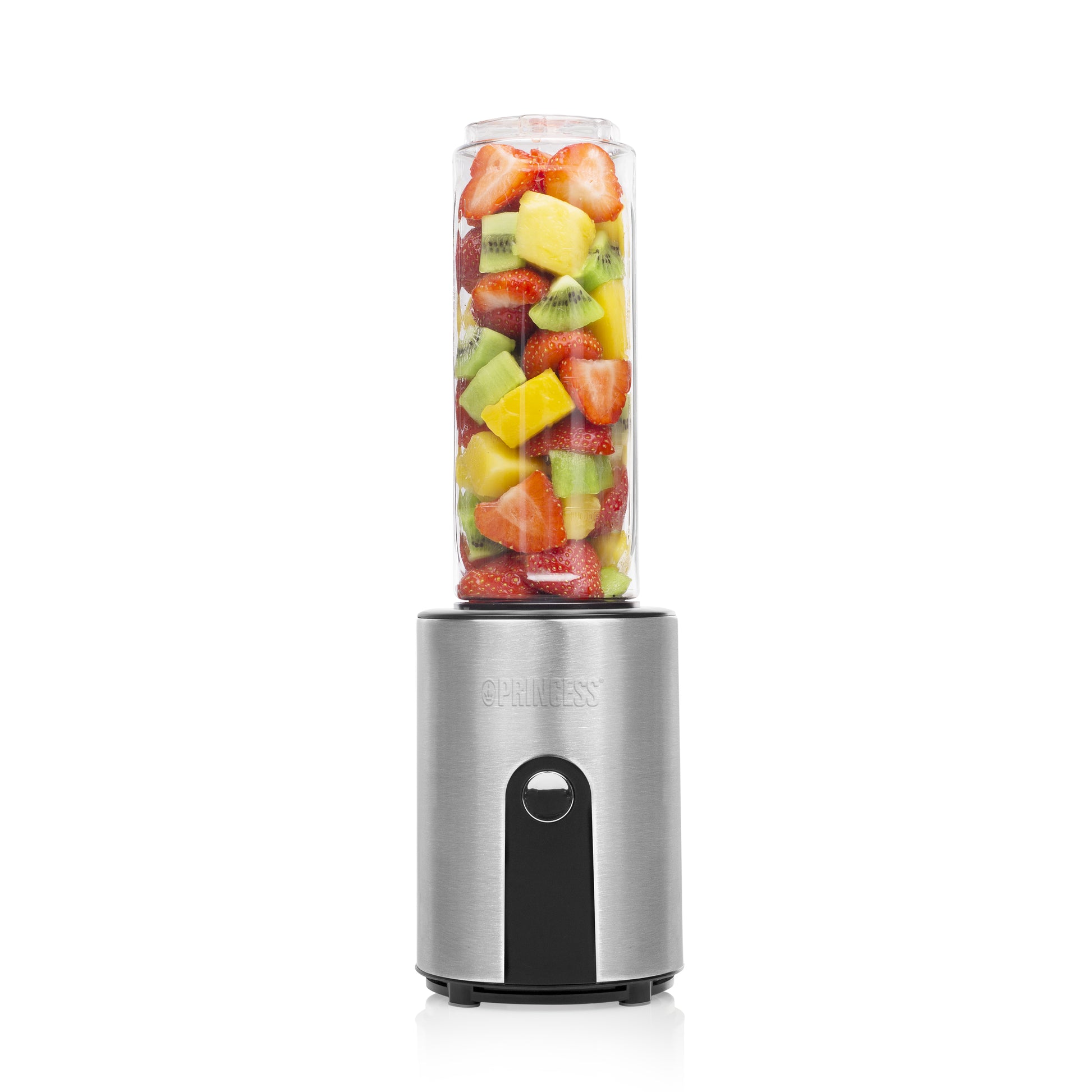 Princess Smoothie-Mixer 217401011 – 0,6 l, 300 W, spülmaschinenfest – schwarz/edelstahl/transparent