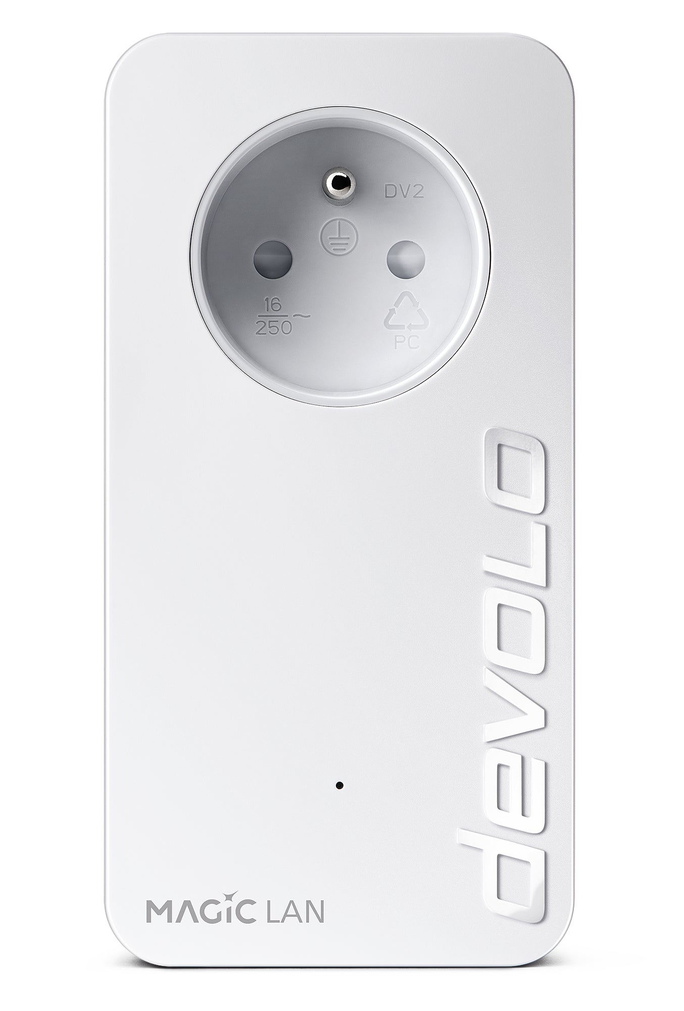 Devolo Magic 1 LAN – Powerline Adapter – 1200 Mbit/s, 1× RJ‑45 1G, 2er-Set, integrierte Steckdose, Weiss