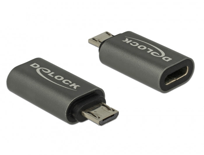 DeLOCK 65927 Adapter USB Micro-B zu USB-C – USB 2.0 (480 Mbit/s), Anthrazit